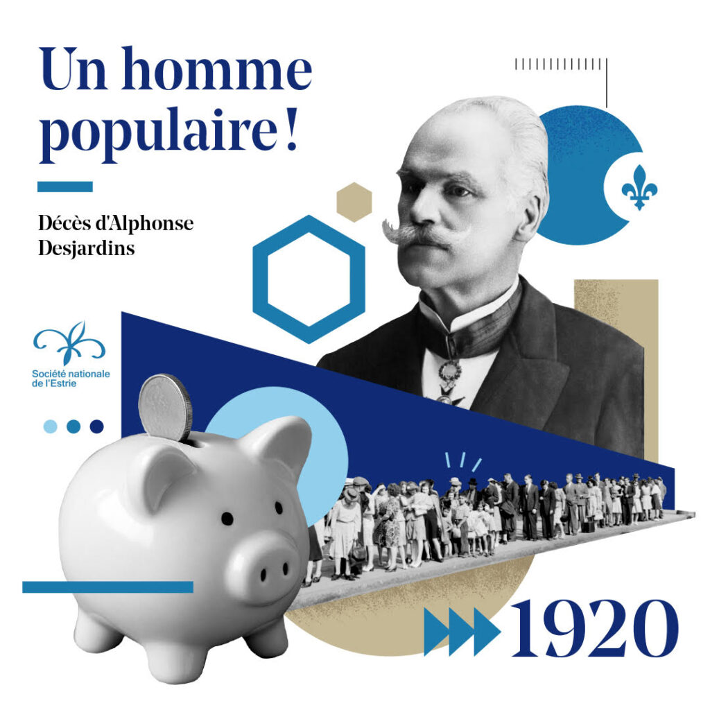 Alphonse Desjardins est né à Lévis en 1854 au sein d’une famille pauvre. Il débuta sa carrière en 1872 comme journaliste avant de devenir en 1879 éditeur des débats à l’Assemblée législative du Québec. Comme membre du conseil municipal de Lévis de 1888 à 1893, Desjardins avait déjà été témoin de la difficulté de ses concitoyens d'obtenir du crédit auprès des institutions financières. Mais ce fut le débat à la Chambre des Communes en 1897 entourant les pratiques usuraires à Montréal qui amena Desjardins à chercher une solution à cette absence d'accès à des services de crédit et d'épargne.